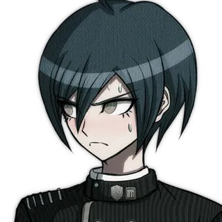 😕 Shuichi Saihara Danganronpa Anime, Trinh thám, Nghiêm túc, Manga, Mồ hôi telegram sticker