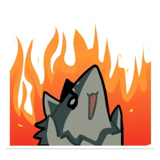 🔥 shark, fire, cartoon, burning, animal, sticker telegram sticker