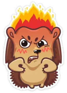😡 hedgehog, angry, cartoon, fire, cute, sticker telegram sticker