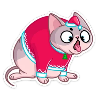 🤢 cat, christmas, sweater, funny, tongue, silly, holiday telegram sticker