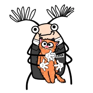 🙄 KROUK dessin animé, animal, chat, illustration, sticker, art, mignon, drôle, insecte telegram sticker