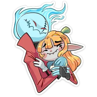 🤗 Dibujo animado, Fantasma, Monstruo, Abrazo, Lindo, Halloween, Fantasía telegram sticker