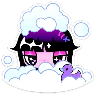 🛀 Anime, Dibujos animados, Kawaii, Lindo, Baño, Burbujas telegram sticker