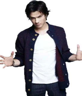 🤗 Homme, Célébrité, Acteur, Cardigan, Décontracté, Portrait, Ian Somerhalder telegram sticker