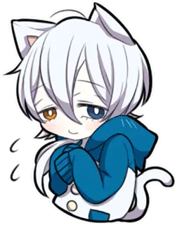 😥 Anime, Kot, Chibi, Słodkie, Kawaii telegram sticker