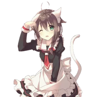 😺 Аниме, Нэкомими, Горничная, Мило, Девушка telegram sticker