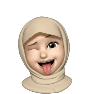 😜 Hijab, Biểu tượng cảm xúc, Phụ nữ, Lè lưỡi, Nháy mắt, Sticker whatsapp sticker