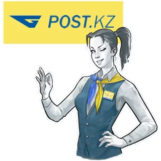 👌 POST.KZ почта, письмо, доставка, женщина, логотип telegram sticker