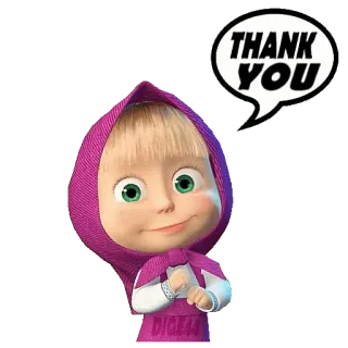 😀 Masha Masha and the Bear THANK YOU cartoon, thank you, girl, animation, friendly whatsapp sticker