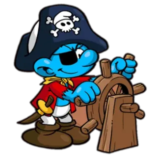 💀 Smurf สเมิร์ฟ, โจรสลัด, การ์ตูน, ตัวละคร, ผ้าปิดตา, หัวกะโหลก, ล้อ whatsapp sticker