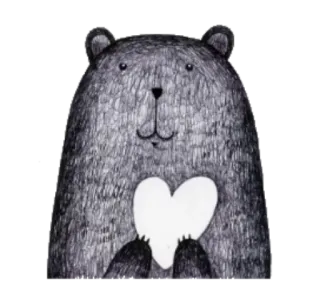 🐻 медведь, сердце, животное, любовь, милый, иллюстрация, рисунок telegram sticker
