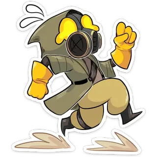🏃‍♂️ Dessin animé, Masque à gaz, Hazmat, Illustration, Autocollant, Sécurité telegram sticker