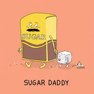 🍭 SUGAR DADDY zucker, cartoon, essen, humor, wortspiel, papa, sugar daddy, anthropomorph whatsapp sticker