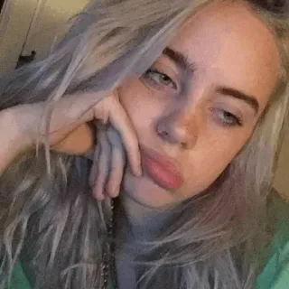 🌊 Billie Eilish Billie Eilish, piosenkarka, celebrytka, portret, twarz telegram sticker