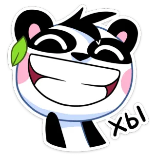 😀 хы panda, souriant, rire, dessin animé, joyeux, kawaii telegram sticker