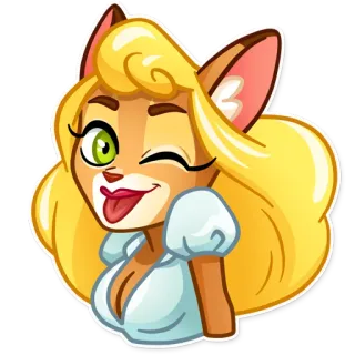 😜 dibujo animado, animal, pegatina, guiño, rubio telegram sticker