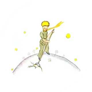 👑 The Little Prince El Principito, Antoine de Saint-Exupéry, Libro infantil, Estrella, Planeta, Ilustración telegram sticker