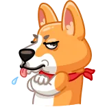 😝 คอร์กี้, หมา, ลิ้น, การ์ตูน, สัตว์, น่ารัก telegram sticker