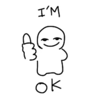 👍 I'M ok ok, giơ ngón tay cái, trắng, đơn giản, tích cực telegram sticker
