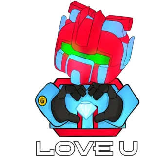 🥰 LOVE U robot, amour, coeur, dessin animé telegram sticker