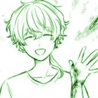 🌟 Anime, Manga, Nhân vật, Vẫy tay, Cười, Bé trai whatsapp sticker