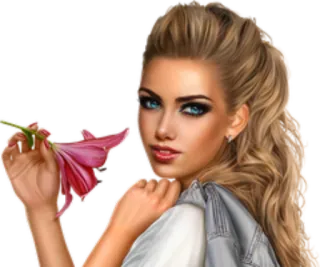🌷 mujer, belleza, flor, chica, retrato telegram sticker