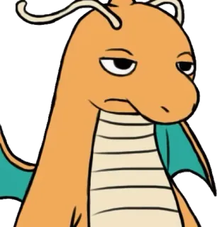 😒 Dragonite pokemon, dragonite, cansado, adormilado, anime, dibujos animados, meme telegram sticker