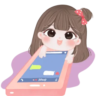 🍓 可爱, 女孩, 卡通, 手机, 贴纸 telegram sticker