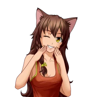 😹 anime, garota gato, fofo, piscadela telegram sticker