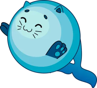 🤗 Katze, niedlich, Cartoon, Aufkleber, Tier, glücklich, blau telegram sticker