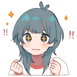 😍 Anime, Gadis, Berkilau, Lucu, Senang, Bersemangat whatsapp sticker