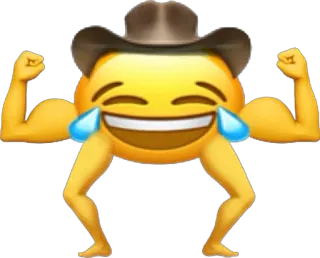 😂 อีโมจิ, หัวเราะ, คาวบอย, กล้าม, สนุก, 555 telegram sticker