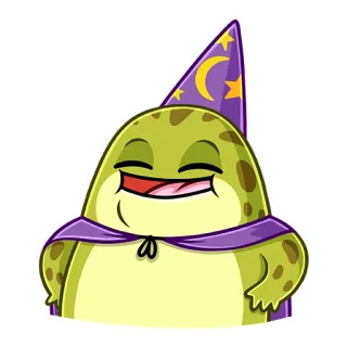 😊 frog, wizard, magic, cartoon, happy, cute telegram sticker