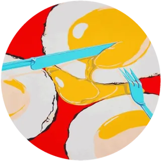 🌸 яйцо, нож, вилка, еда, завтрак, тарелка telegram sticker