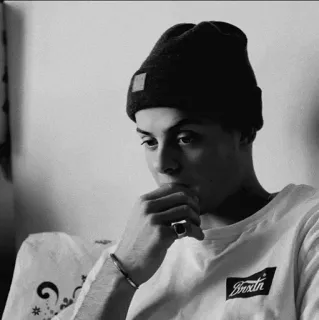 ◾️ man, portrait, beanie, black and white, person, brixton whatsapp sticker