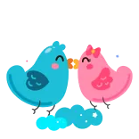 💋 chim, tình yêu, dễ thương, động vật, hồng, xanh dương telegram sticker