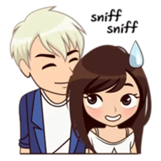 😥 desenho animado, casal, ilustração, anime telegram sticker