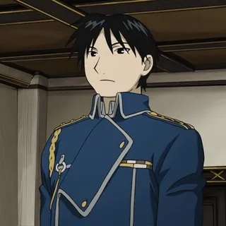 💙 Roy Mustang Fullmetal Alchemist Roy Mustang, Fullmetal Alchemist, anime, fictional character, colonel, amestris military uniform, reaction telegram sticker