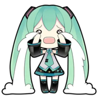😭 Hatsune Miku anime, llorando, kawaii, Vocaloid, lindo telegram sticker