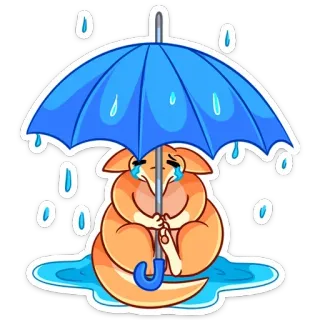 ☔️ fox, umbrella, sad, rain, crying, cartoon telegram sticker