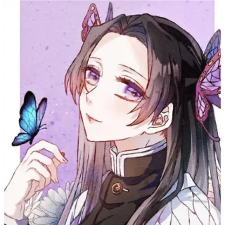 🙂 Shinobu Kocho Demon Slayer anime, shinobu kocho, demon slayer, butterfly, character, manga telegram sticker