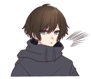 😒 Anime, Menino, Desenho animado, Moletom com capuz, Fofo, Cinzento, Personagem telegram sticker