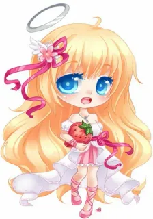 😇 ちび, 天使, いちご, かわいい, 可愛い, アニメ, マンガ telegram sticker
