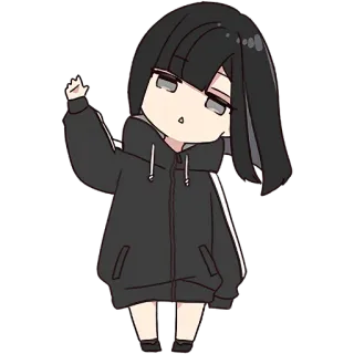 ✋ anime, cewek, kartun, jari tengah, hoodie, stiker whatsapp sticker