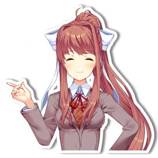 ☺️ Monika Doki Doki Literature Club! anime, fofa, garota, apontando, monika, ddlc whatsapp sticker