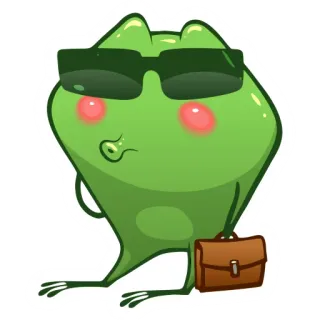 🤠 sapo, desenho animado, óculos de sol, pasta, verde telegram sticker