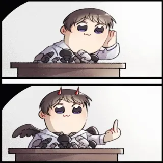 🖕 devil, wings, middle finger, offensive, cartoon whatsapp sticker