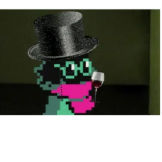 🍷 Ralsei Deltarune ralsei, deltarune, sombrero de copa, vino, verde telegram sticker