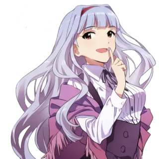 😚 Chica anime, Morado, Pelo blanco, Linda, Dibujos animados whatsapp sticker