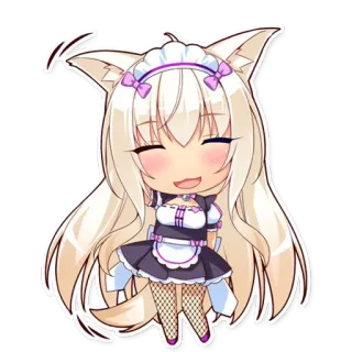 😸 neko, maid, catgirl, anime, chibi whatsapp sticker